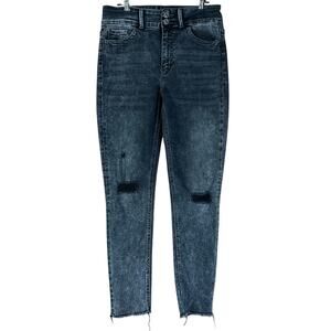 Vervet Jeans Women Size 29 Black Acid Wash Skinny High Rise Distressed Raw Hems